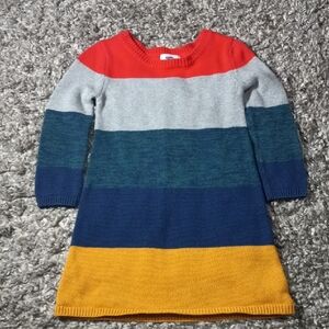 🔥Kids Old Navy Vibrant Red Gray, Blue And Yellow Knit Fabric Dress Size 5T Girl